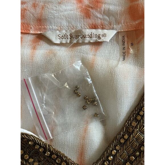 Soft Surroundings NWT Small Embroidered‎ Beaded V-Neck Long Sleeve Top/Tunic - Picture 8 of 11